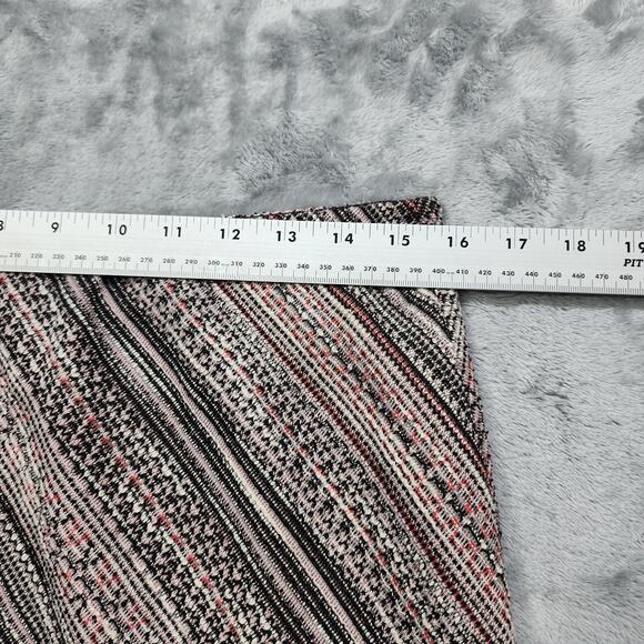 Margaret M Skirt Womens L Red Black Striped Nubby Textured Tweed Pull On Preppy - Picture 6 of 8